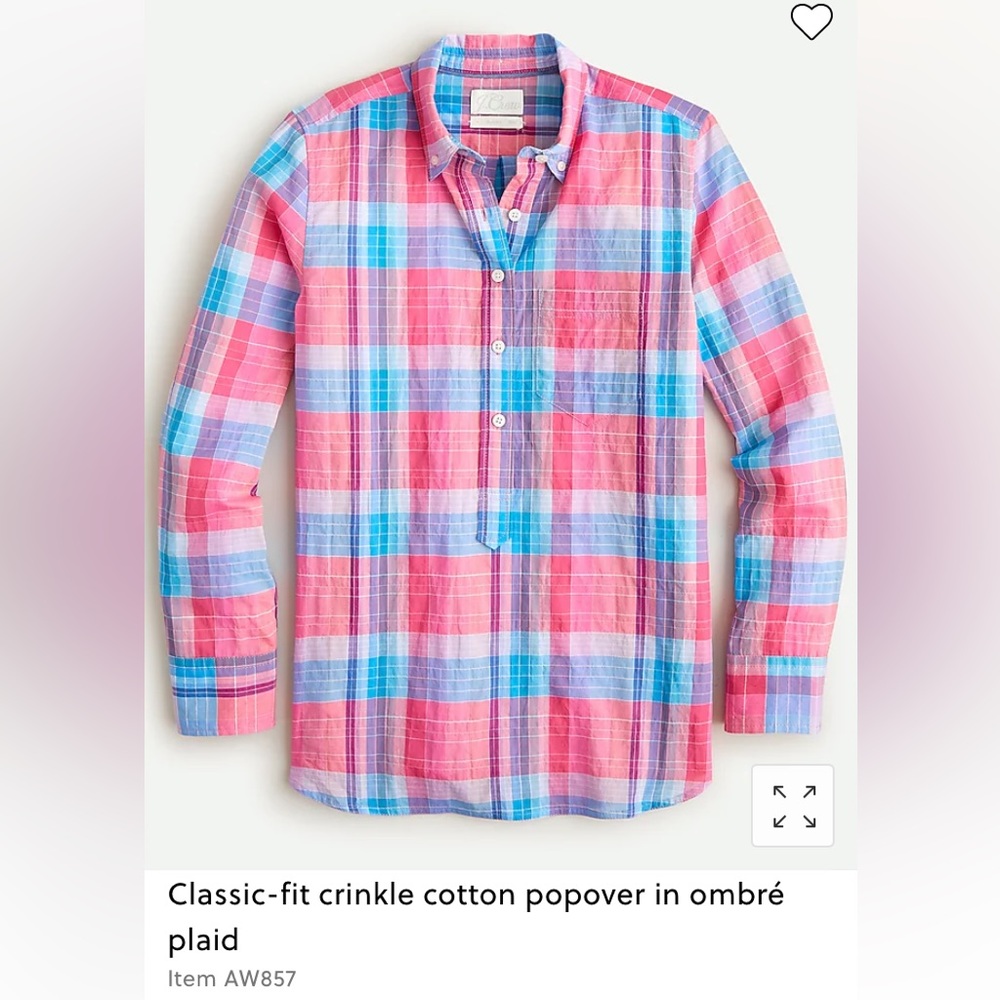 J Crew Classic Fit Popover Button Down Shirt